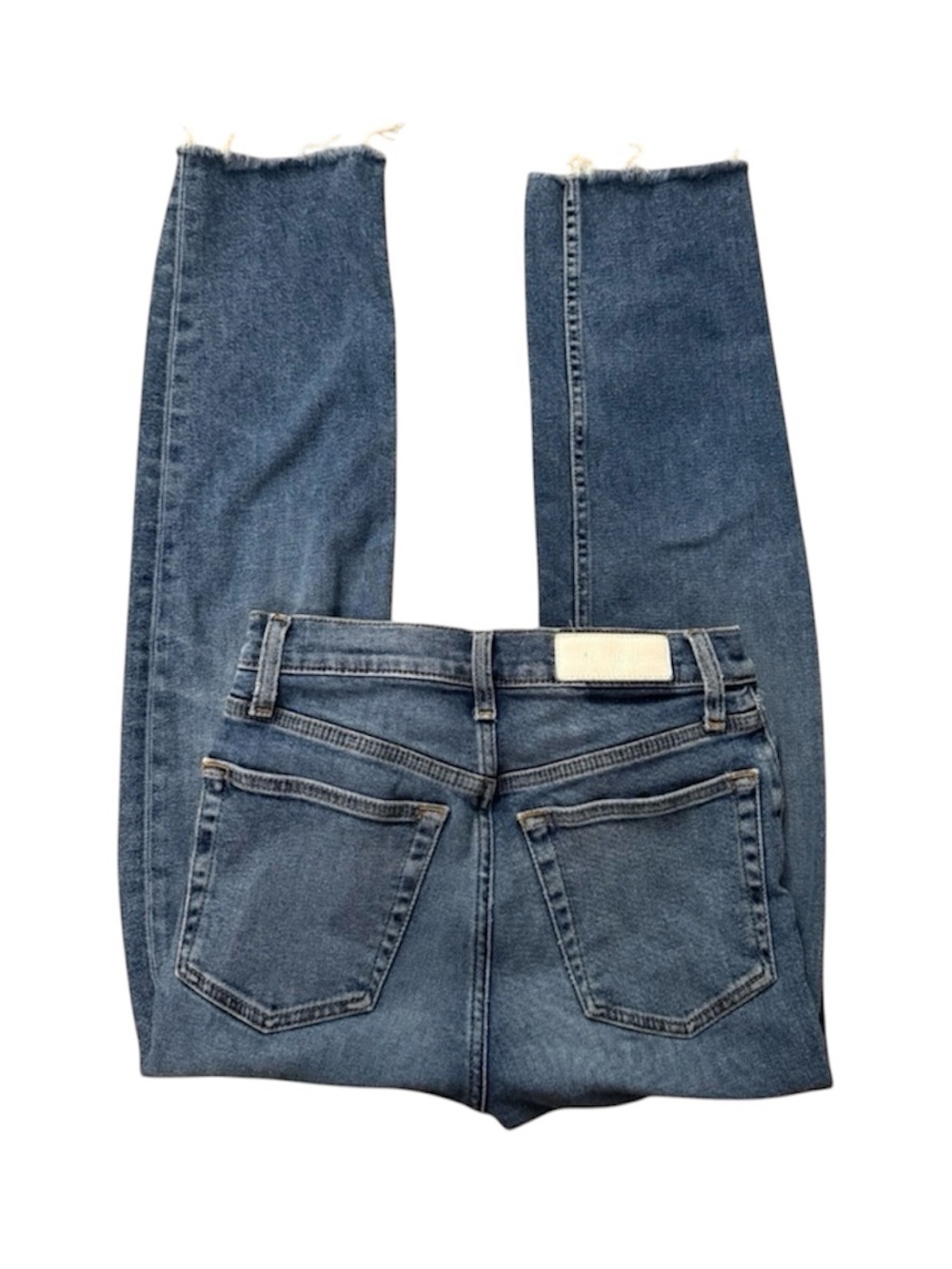 Re/Done Classic Denim Jeans Distressed Hem Vintage Wash Size 24 - Picture 2 of 5